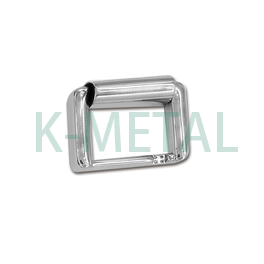 Powder cast stainless steel box and bag return buckle